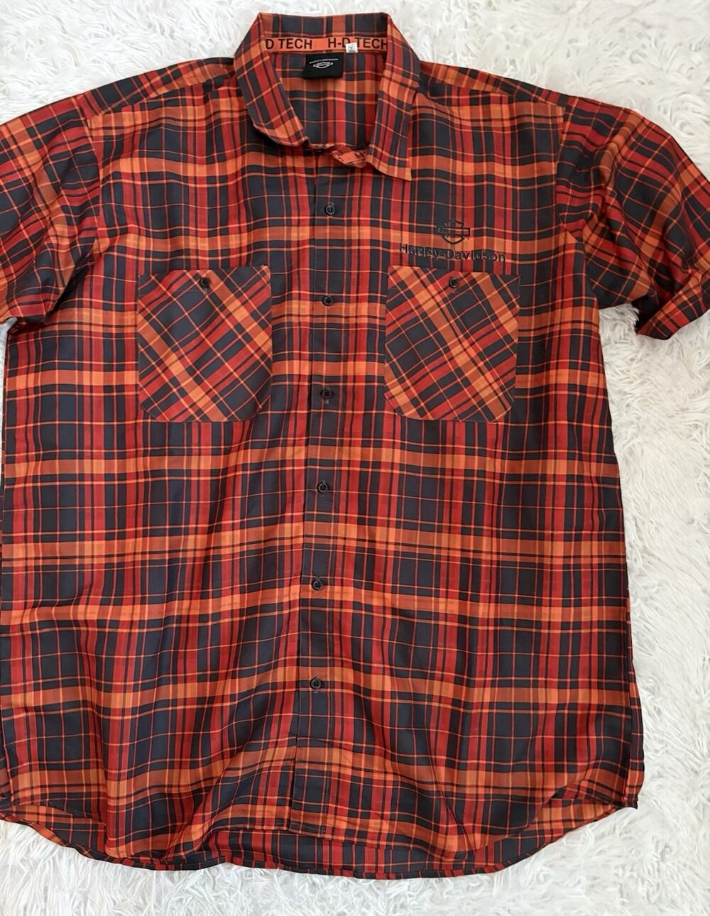 H-D Tech 2X Harley Davidson Button Front, “Coolmax” Shirt. Exc. Cond, Comf